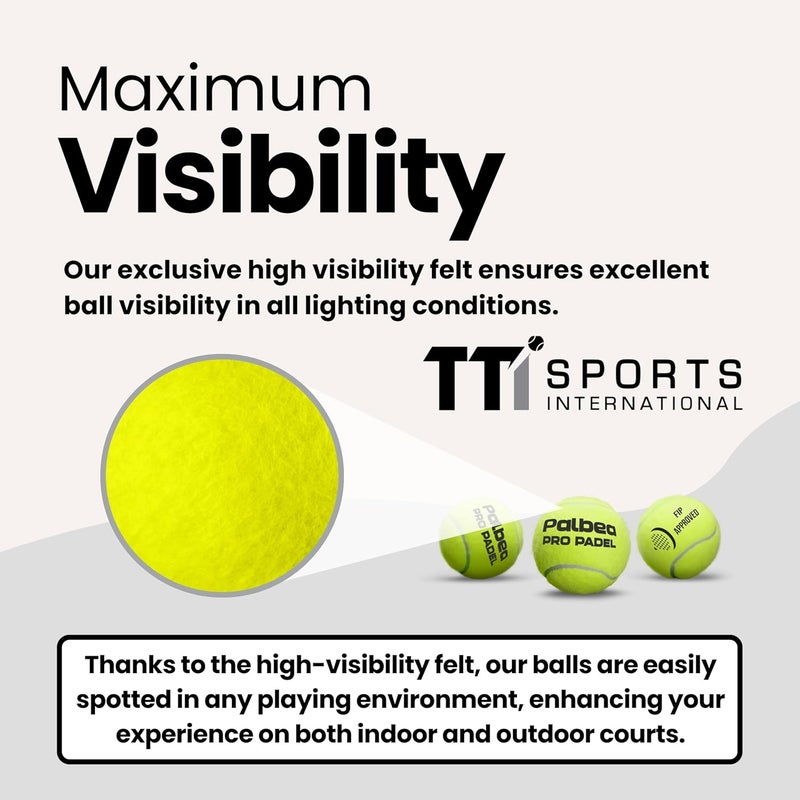 Palbea PRO Padel Balls. 6/12/24 Tubes of 3 Padel Tennis Balls FIP Approved. Paddle Balls Made of HV Felt for Training and Tournament. Suitable for Any Surface or Sites. - Image 4